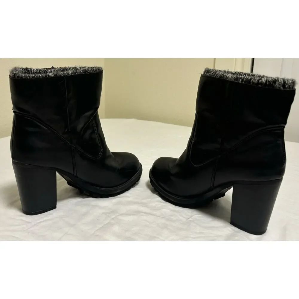 Charlotte Russe Women’s Size 8 Booties Black Ankle Block Heels Platform Chunky